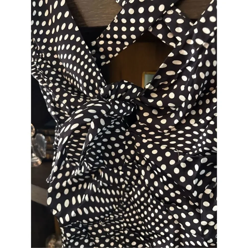 NWT For Love & Lemons Beth Black & White Polka Dot Midi Dress Size Small